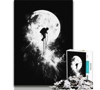 Astronaut Climbing The Ladder Jigsaw Puzzles for Adults 1000 Piece,Challenging Game Toys Every Piece Is Unique - Challenging Family Fun Game 38x26cm