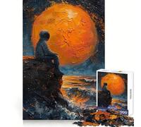 Astronaut Contemplating A Fiery Ocean Jigsaw Puzzles 1000 Pieces for Adults Smart Challenge Peaceful Escape Fine Lock Ideal Present (38X26CM)