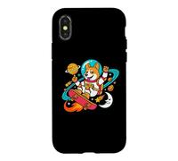 Astronaut Corgi Space Rocket Skateboard Planet Cartoon Art Case for iPhone X/XS