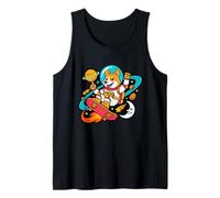 Astronaut Corgi Space Rocket Skateboard Planet Cartoon Art Tank Top