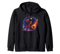 Astronaut Cosmic Fire Hockey Strike Zip Hoodie