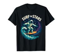 Astronaut Cosmic Surf Retro Galaxy Ride T-Shirt