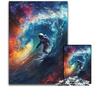 Astronaut Cosmic Surfing Jigsaw Puzzles for Adults 1000 Piece Wooden Jigsaw Brain Teaser Adult Game Family Interactive Activity 1000 PCS(75x50cm)