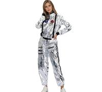 Astronaut Costume Adult Space Costume for mans and Womens Jumpsuit Space man Costume SpaceUniform Suit SpaceCadet Fancy Dress Cosplay Carnival Dress Up Party Outfit (1-Silver2, XXL)