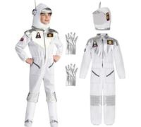 Astronaut Costume Children's Space Costume Spaceman Space Suit Spaceman Jumpsuit Outfit with Astronaut Helmet Astronaut Gloves for Boys Girls Carnival Theme Party Jumpsuit G031-130A