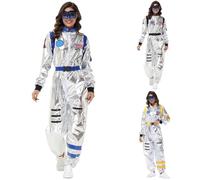 Astronaut Costume Men Women Silver Astronaut Jumpsuit Space Suit Adult Carnival Spaceman Costume Astronaut Space Alien Star Space Bees Time Travel Scientist 2026