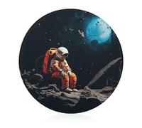 Astronaut Crashed on The Moon Cutting Boards Tempered Glass Chopping Board for Kitchen Multipurpose Cutting Surface Lightweight Round Butcher Block Unique Design Chopping Block