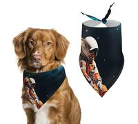Astronaut Crashed on The Moon Dog Bandanas Soft Cute Triangle Larges Scarfs for Pets Kerchief Print Pet Handkerchiefs for Small Medium Large Dogs Puppy Cats