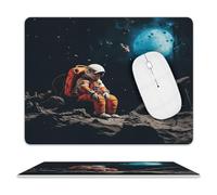 Astronaut Crashed on The Moon Mouse Pad Office Desk Pad Protector PU Leather Desk Blotter Non-Slip Mousepad Waterproof Laptop Writing Mouse Mat Mousepad for Computers Laptop 8 X 10 Inch