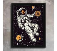 Astronaut Crypto Bitcoin Print Poster Picture Astronaut Artwork Print Space Art Poster A5 - Wall Art Home Decor Movie Poster Canvas Film Cinema Retro Vintage Cult Classic Nostargic Saga Modern reprin