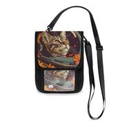 Astronaut cute Cat Daisy Flower Travel Wallet Passport Holder Passport Wallet Slim Lightweight Crossbody Bag with Adjustable Strap