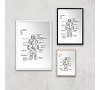 Astronaut Diagram Giclee Art Print - A3 - Black Frame
