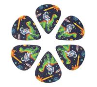 Astronaut Dinosaur Space Adventure Guitar Picks 6 Pack Thin Medium Heavy Thickness Guitars Pick For Acoustic Electric Guitar Ukulele Bass 0.71mm