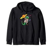 Astronaut Dinosaur Space Explorer Cosmic Galaxy Adventure Zip Hoodie