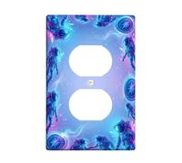 Astronaut Duplex Outlet Covers Wall Plate, Futuristic Cosmic Compass Galaxy N/a Blue Plastic Standard Size Face Plates for Electrical Outlets for Home Living Room New Apartment Decor