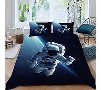 Astronaut Duvet Cover 3D Printed Space Science Fiction Bedding Set for Teens Boys Girls Bedroom Comforter Cover Soft Microfiber Quilt Cover with Zipper Closure with 2 Pillowcases