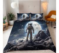 Astronaut Duvet Cover Sets Space Universe Planets Bedding Set Super King Size - 220x260cm, Soft Luxury Duvet Set, Easy Care and Breathable Microfiber Covers With 2 Pillowcase