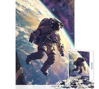 Astronaut Earth Poster 1000 Piece Jigsaw Puzzles Strengthen Cognitive Ability And Skill Soothing Serene Leisure Play (38x26cm)