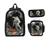 Astronaut Emerging from a Hole Space Cosmic Breakthrough Backpack with Lunch Box Pencil Set 3 Women Men