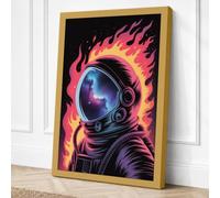 Astronaut Engulfed in Flames Canvas Wall Art Print 30x20 Inch