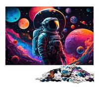 Astronaut Exploration 1000-Piece Jigsaw Puzzle cardboard Jigsaw Puzzles for Adults Ideal for Teenagers & Collectors, Travel Gift, Family Activity 26X38CM/10.23x14.96inch