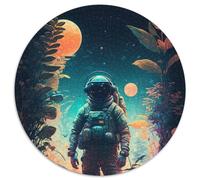 Astronaut Exploration 1000 Piece Jigsaw Puzzle Round Jigsaw Puzzle 1000 Pieces Educational Toy for Teenagers, Home Office Decor 67.5x67.5cm