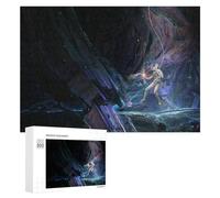 Astronaut Exploring Alien Cave: Year-End Present, 300 PCS Wooden Jigsaw Puzzle for Adults, with A Decorative Finished Picture