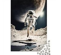 Astronaut Exploring Moon 1000-Piece Puzzle for Adults, 52x38cm/1000pcs; Low-dust White Cardboard Pieces; to Enjoy at Home Alone Or with Company