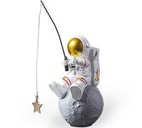 Astronaut Figurine Statue, Astronaut Fishing Star Figure Sculpture for Desktop & Tabletop Decor, Resin Spaceman Planet Desk Ornament for Outer Space Themed Bedroom Decor, Cake Topper Decoration Model