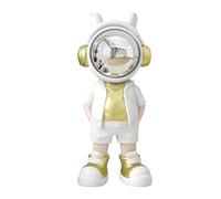 Astronaut Figurine Statue - Space Decor for Home & Office, Silver Spaceman Sculpture, Men's Desk Decoration, Unique Artsy Shelf Accent, G1