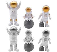 Astronaut Figurines, Regerly 6pcs Astronaut Ornaments Astronaut Statue Decoration Cake Decoration Modern Astronaut Miniature Model for Cake Decoration (6)