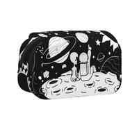 Astronaut Flip-Top Double-Layer Pencil Case,Large Capacity (Holds 50 Pens/Pencis),Full-Print Durable Polyester School Office Supplies