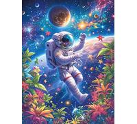Astronaut Floating in A Cosmic Galaxy 1000 Pieces Set Classic Jigsaw Puzzle Scenery Science Fiction Teen Fans 14-18 Yrs Logic Skill Leisure Adventure Valentines Gift Eco-friendly Recycled Cardboard 1