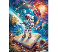 Astronaut Floating in A Cosmic Galaxy 300 Pieces Set Classic Jigsaw Puzzle Science Fiction Magical Dream Couple Puzzle Partners Mind Relaxation Wall Decor Easter New Year Premium Cardboard 300 PCS