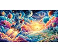 Astronaut-floating-in-colorful-cosmic-vortex Jigsaw Puzzle 1000 Piece Recycled Paper Great Gift Idea Challenging Puzzles for Relaxation, Creativity & Gift Giving for Adults 70x50/1000pcs