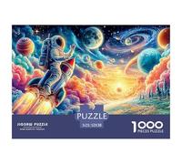 Astronaut Floating in Colorful Cosmic Vortex Jigsaws 1000 Piece Puzzle Impossible Suitable for Decompression And Wall Decor for Adults And Kids 52x38cm/1000pcs