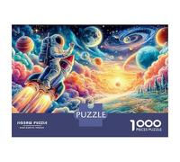 Astronaut Floating in Colorful Cosmic Vortex Jigsaws 1000 Piece Puzzle Psychedelic Cosmic Dancer Art Colourful Challenging Brainteasing Impossible for Adults Kids 52x38cm/1000pcs