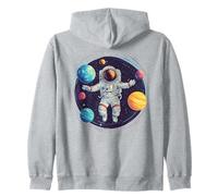 Astronaut Floating in Space with Planets Universe Zip Hoodie