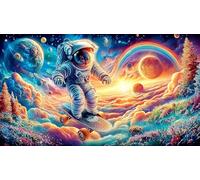 Astronaut floating through colorful cosmic vortex 1000 Pieces Recycled Paper Jigsaw - Family Activity & Fun Present Great Gift Idea for Adults 38x26/1000pcs