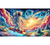 Astronaut floating through colorful cosmic vortex Adult Jigsaws Puzzle 1000 Piece - Recycled Paper Educational Decompression Wall Decoration 38x26/1000pcs
