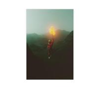 Astronaut Floating with Balloons in Surreal Space Canvas Poster Bedroom Decor Landscape Office Room Decor Gift 12" L X 18" W