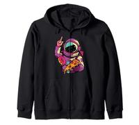 Astronaut floating with pizza slice in space Zip Hoodie