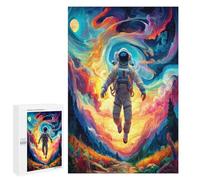 Astronaut Floats In Space 1000 Piece Jigsaw Puzzles Suitable All Ages Space Universe Jigsaws Parent-Child Quality Time Vibrant Puzzle Ideal Festival Gift Home Decor 1000 PCS