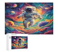 Astronaut Floats In Space 1000Pc Jigsaw Puzzles Adults Children Space Universe Jigsaws Post-Exam Relaxation Challenging Design Great Gift Students Stress Reliever 1000 PCS