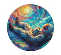 Astronaut Floats In Space 120 Piece Circular Puzzle Space Universe Animal Shape Premium Quality Stress Relief Brainteaser for Adults & Kids Home Decor Educational Game 120 PCS