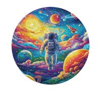 Astronaut Floats In Space 120 Piece Round Jigsaw Puzzle Space Universe Animal Shape Premium Brainteaser Stress Relief Puzzle Home Decor Gift Educational Educational 120 PCS