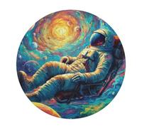 Astronaut Floats In Space 120 Piece Round Jigsaw Puzzle Space Universe Animal Shape Premium Large Format Puzzle Stress Relief Relaxing Activity for Families Home Wall Art 120 PCS