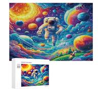 Astronaut Floats In Space 300Pc Jigsaw Puzzles Adults Children Space Universe Jigsaws Post-Exam Relaxation Challenging Design Great Gift Students Stress Reliever 300 PCS