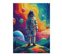 Astronaut Floats In Space 500 Piece Jigsaw Puzzle for Adults Teens Space Universe Laundry Room Decor Boredom Buster Colourful Artwork Great Gift for 500 PCS