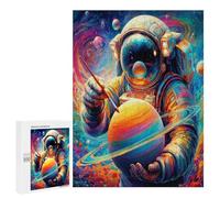Astronaut Floats In Space 500 Piece Jigsaw Puzzles Suitable Adults Kids Space Universe Jigsaws Bedroom Decor Accent Whimsical Brainteaser Great Relaxation 500 PCS